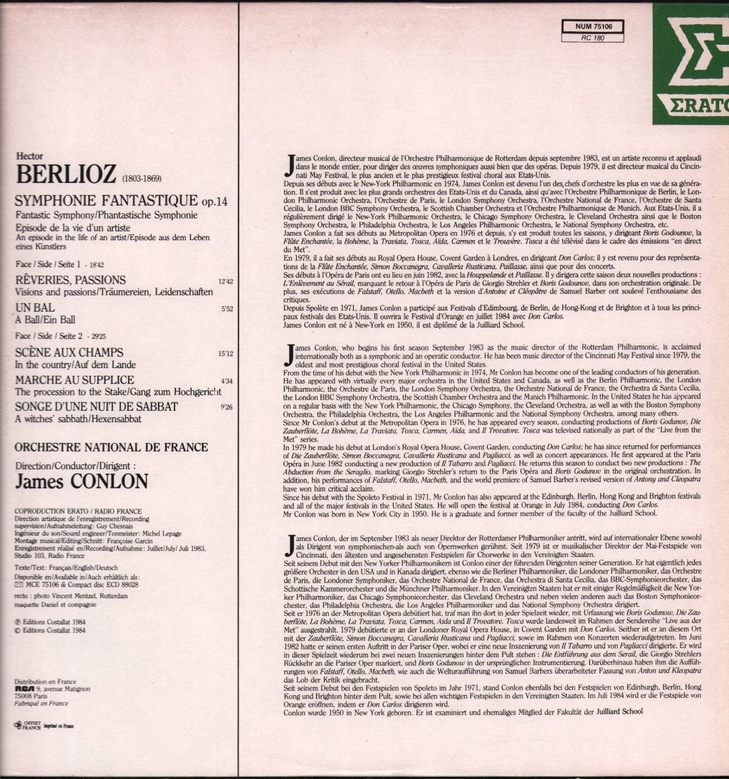 James Conlon / Orchestre National De France - Berlioz - Symphonie Fantastique - Lp
