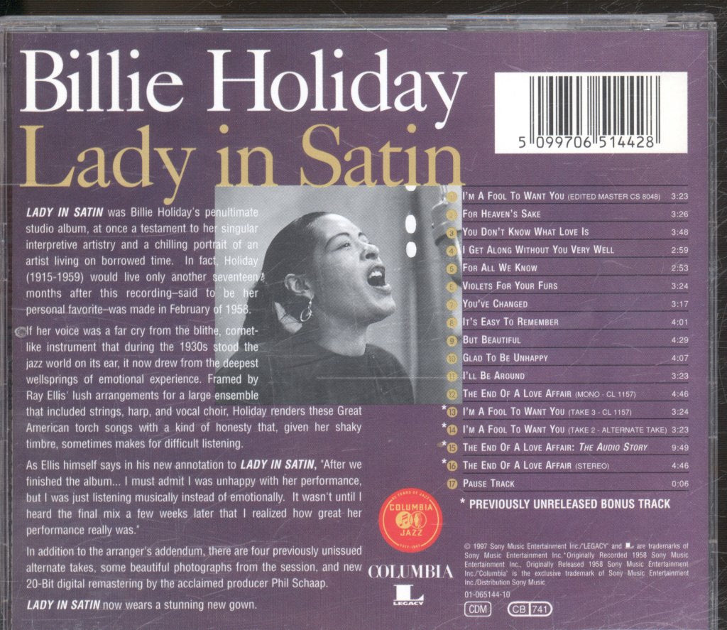 Billie Holiday - Lady In Satin - Cd