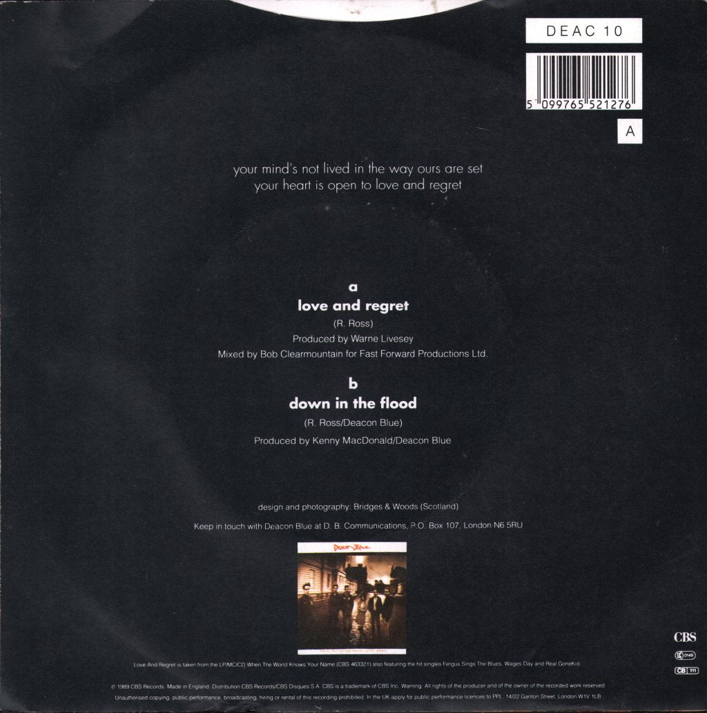 Deacon Blue - Love And Regret - 7 Inch