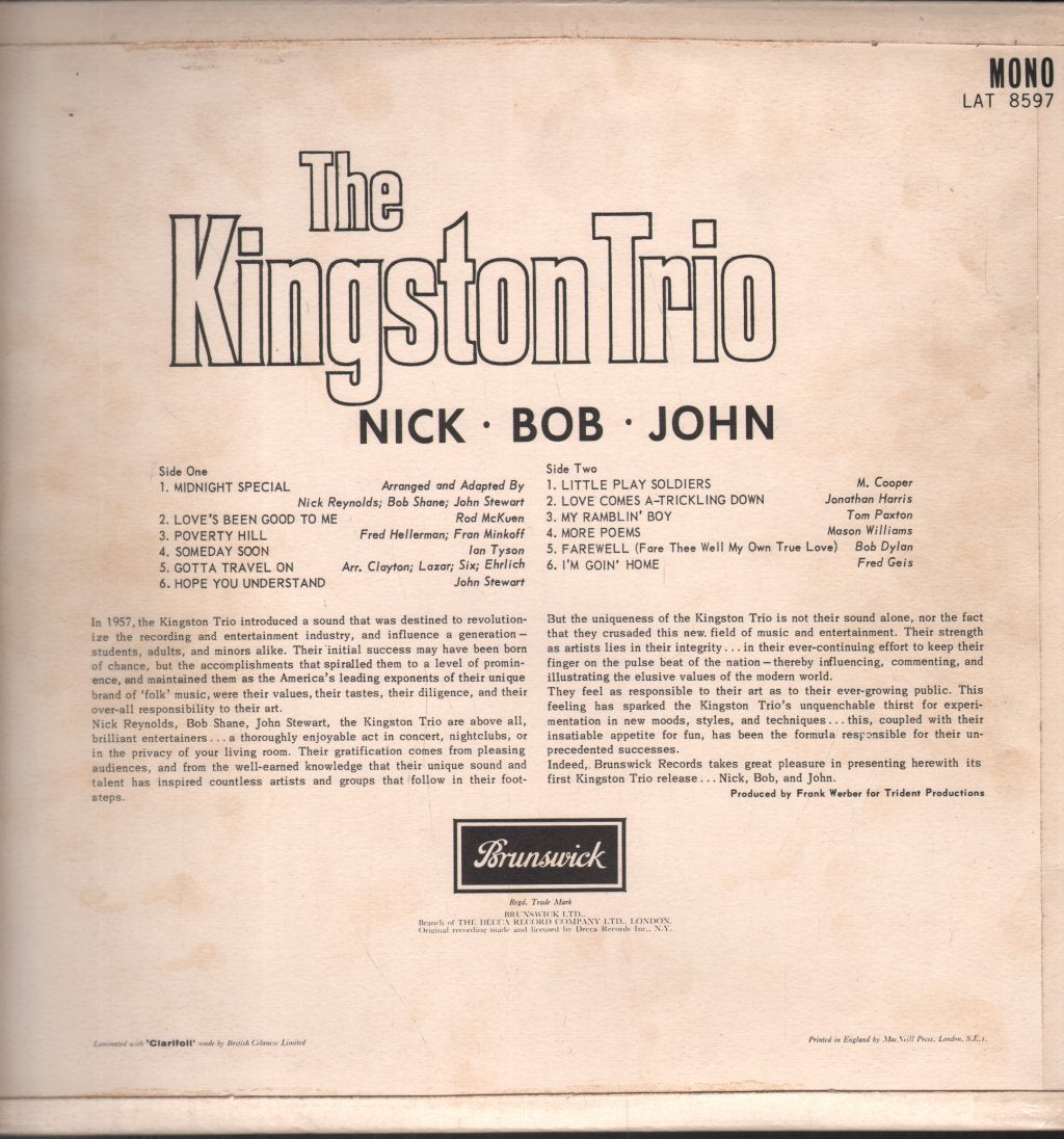 Kingston Trio - Nick - Bob - John - Lp