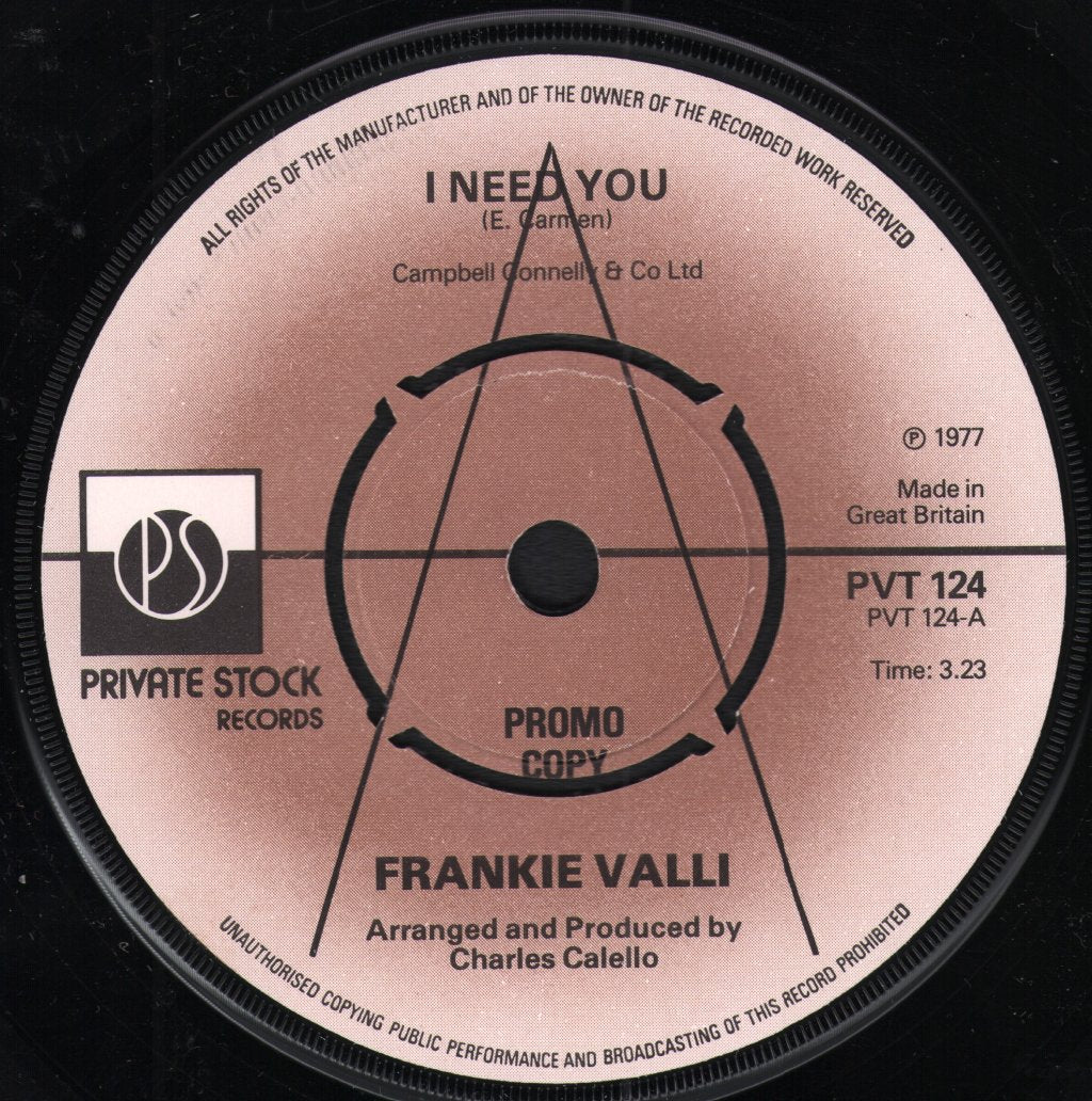 Frankie Valli - I Need You - 7 Inch