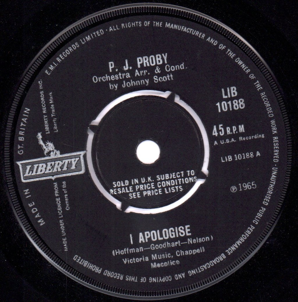 P.J. Proby - I Apologise - 7 Inch