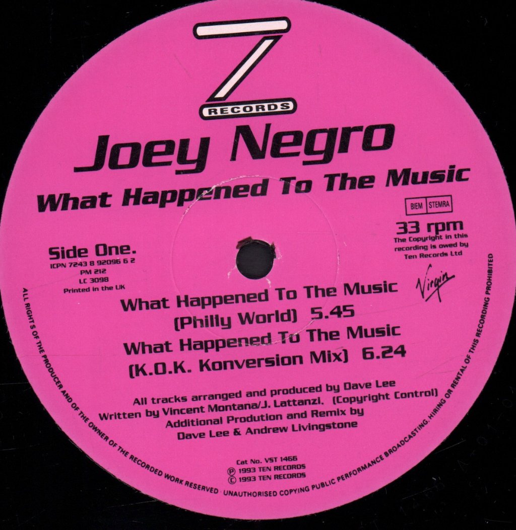 Joey Negro - What Happened To The Music - 12 Inch