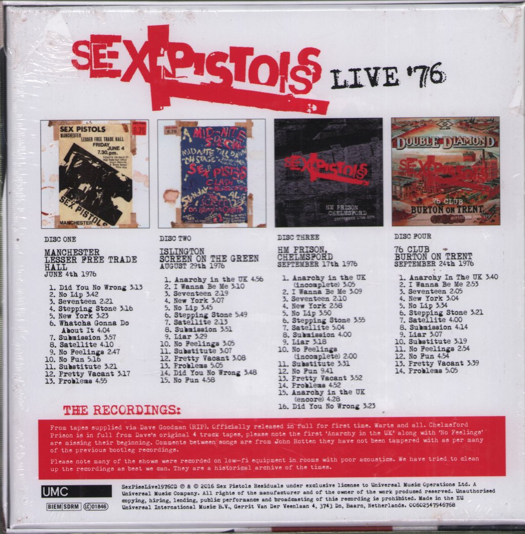 Sex Pistols - Live '76 - Cd Box Set
