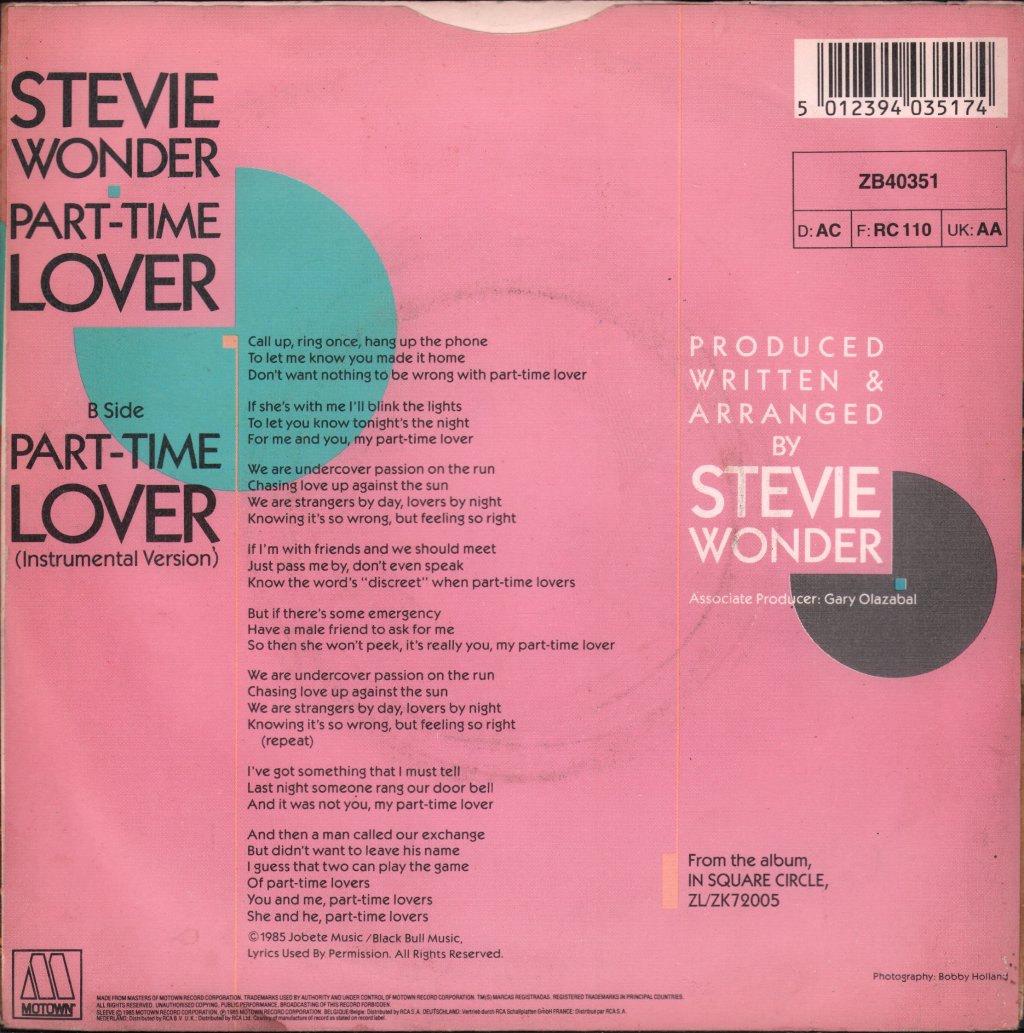 Stevie Wonder - Part Time Lover - 7 Inch