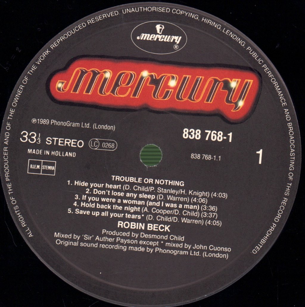 Robin Beck - Trouble Or Nothin - Lp