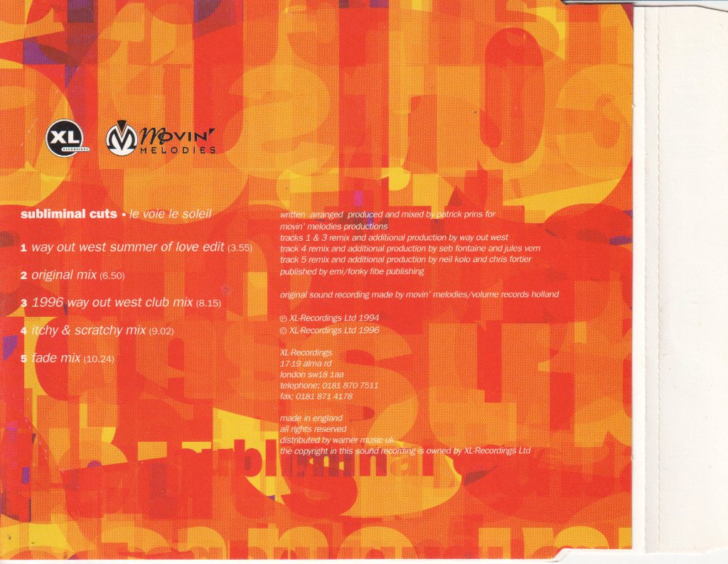 Subliminal Cuts - Le Voie Le Soleil - Cd