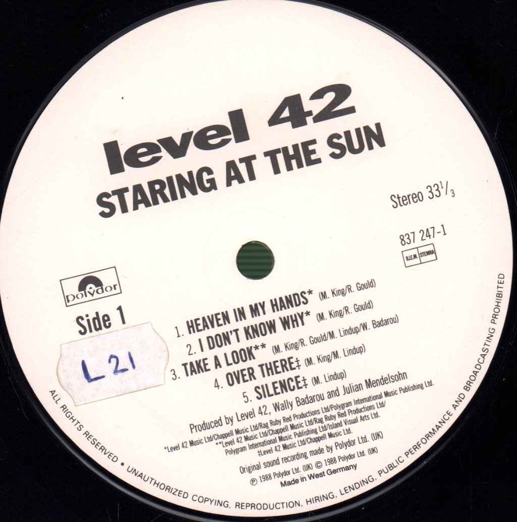 Level 42 - Staring At The Sun - Lp