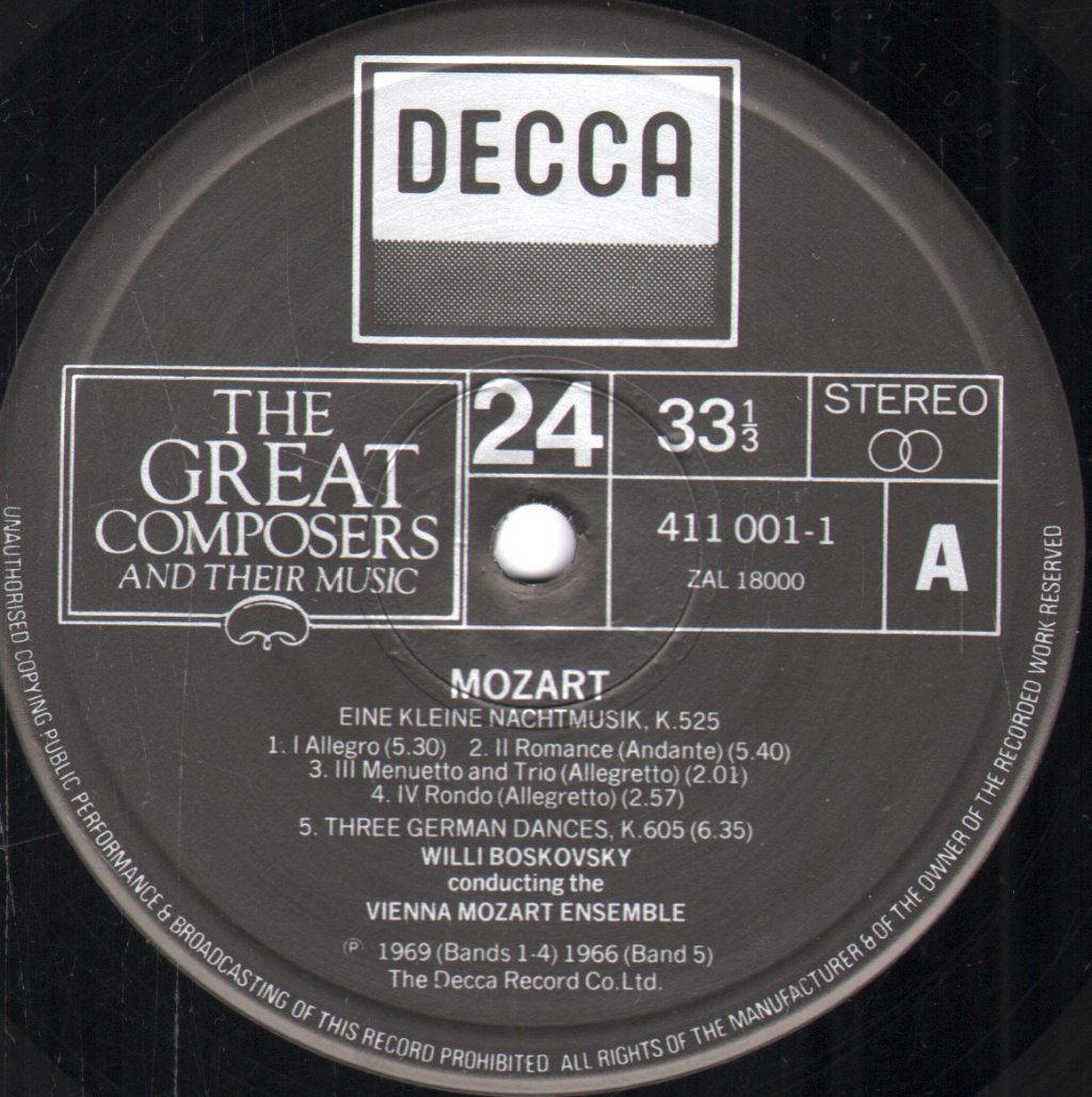 Willi Boskovsky / Vienna Mozart Ensemble - Mozart - Eine Kleine Nachtmusik, K.525 - Lp