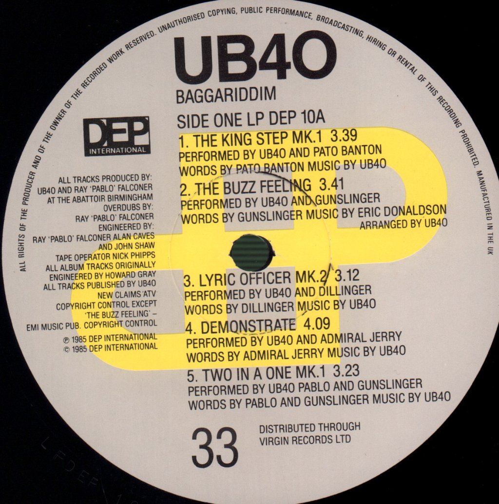 UB40 - Baggariddim - Double Lp
