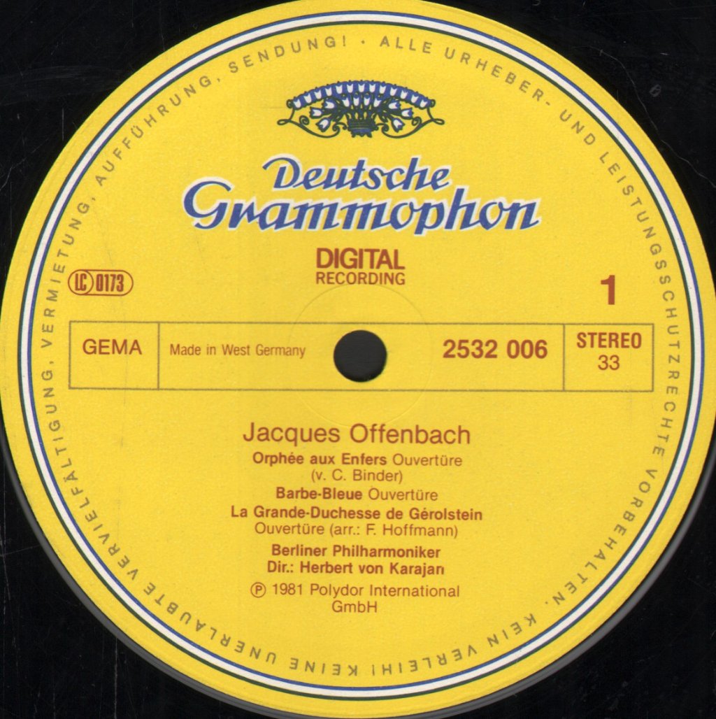 Herbert Von Karajan / Berliner Philharmoniker - Jacques Offenbach Ouverturen - Lp