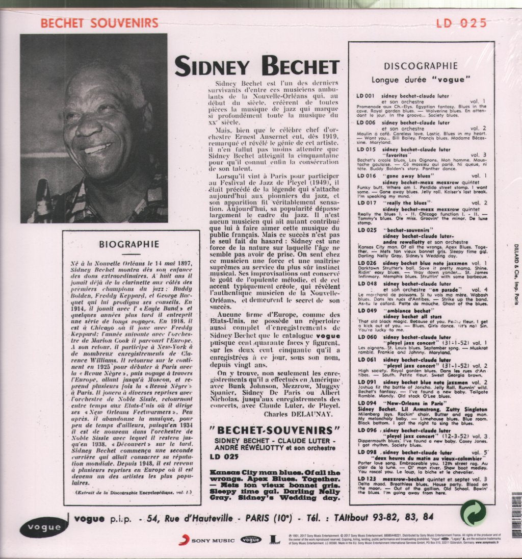 Sidney Bechet - Bechet Souvenirs - Lp