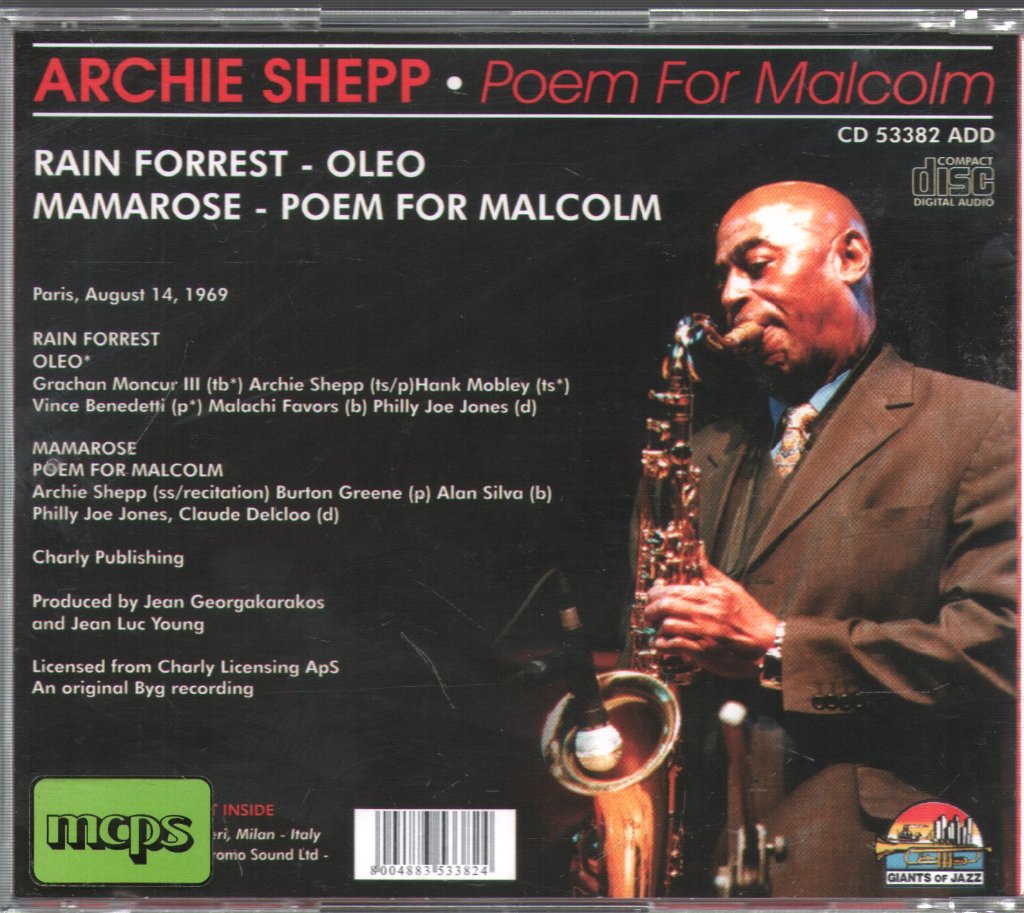 Archie Shepp - Poem For Malcolm - Cd
