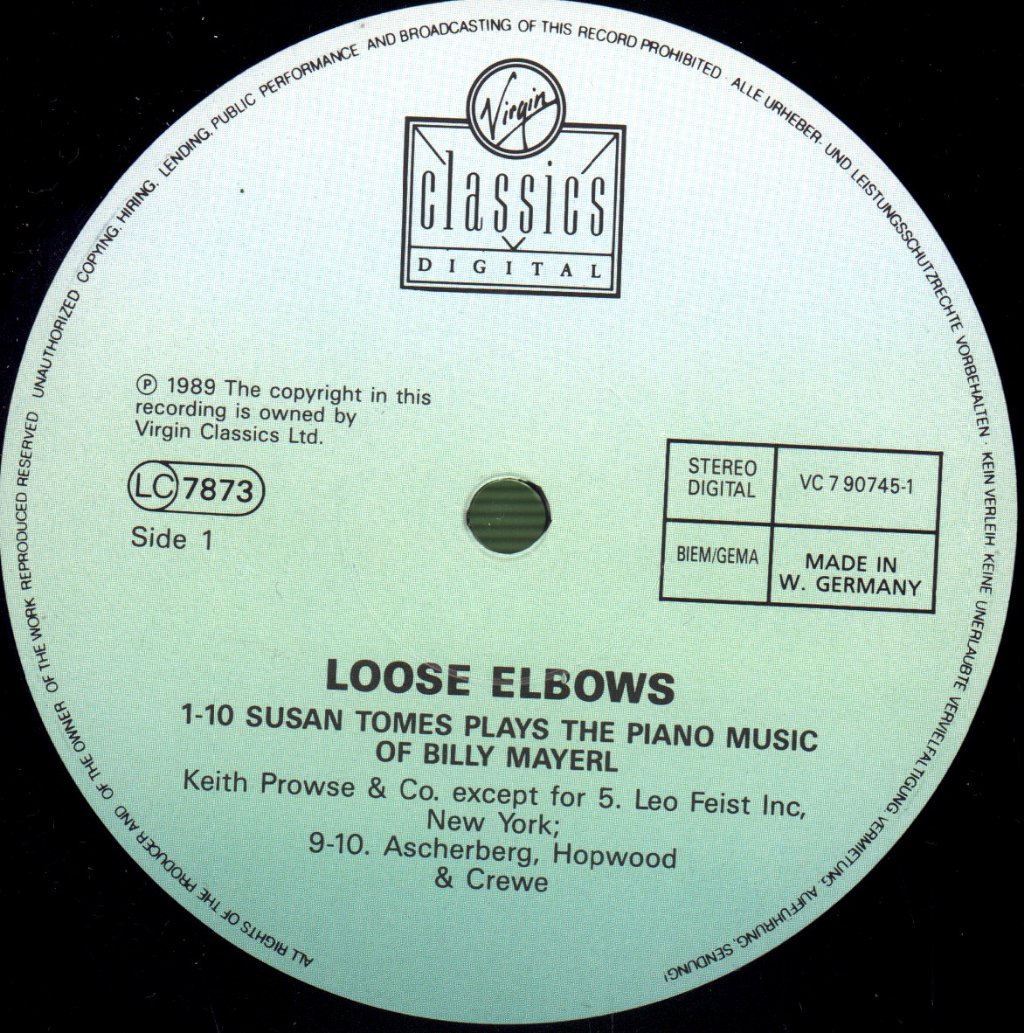 Susan Tomes - Loose Elbows - Plays The Piano Music Of Billy Mayerl - Lp