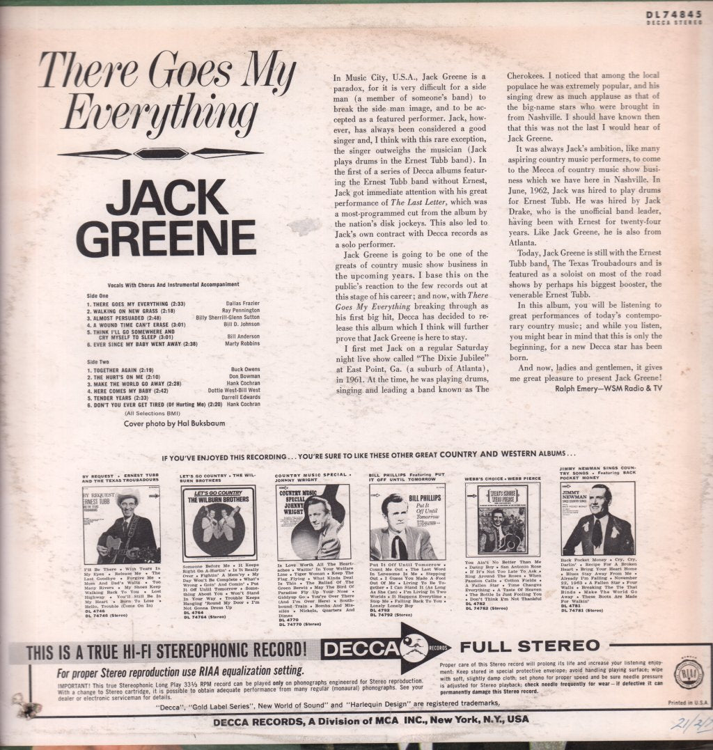 Jack Greene - There Goes My Everything - Lp