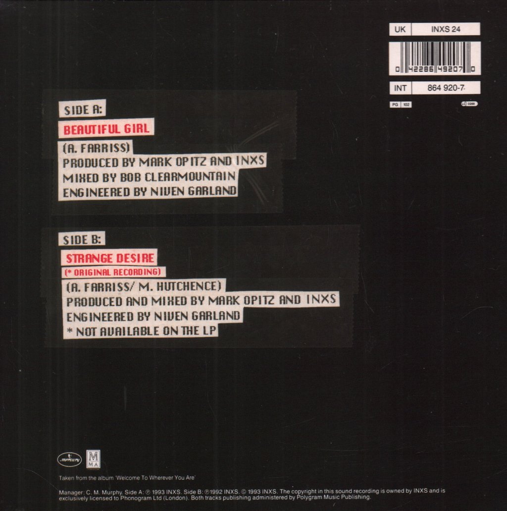 INXS - Beautiful Girl - 7 Inch
