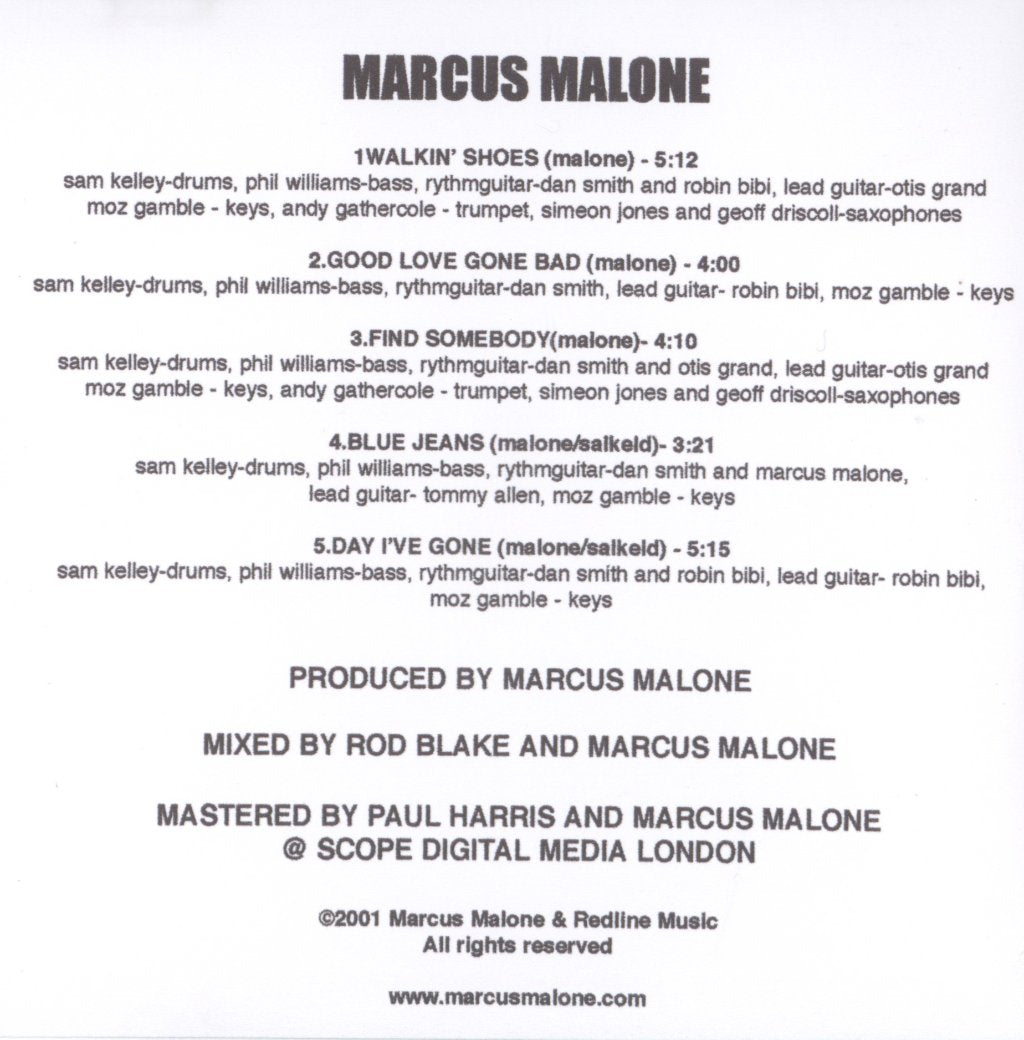 Marcus Malone - Walkin' Shoes - Cdr
