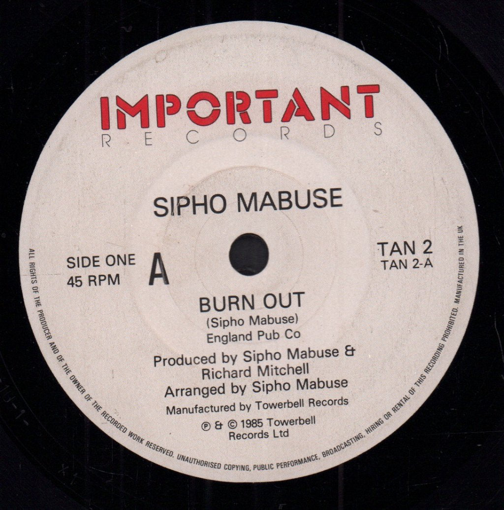 Sipho Mabuse - Burn Out - 7 Inch