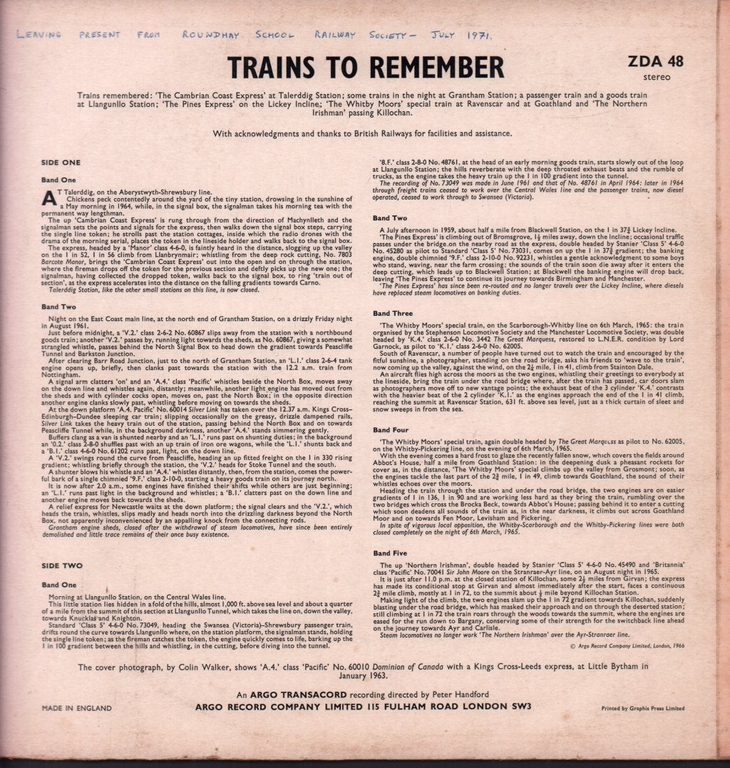 No Artist - Trains To Remember - Lp