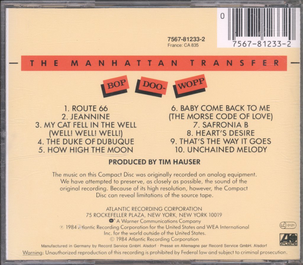 Manhattan Transfer - Bop Doo-Wopp - Cd