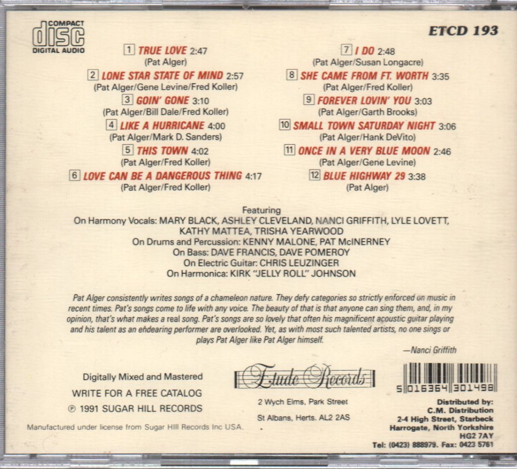 Pat Alger - True Love & Other Short Stories - Cd