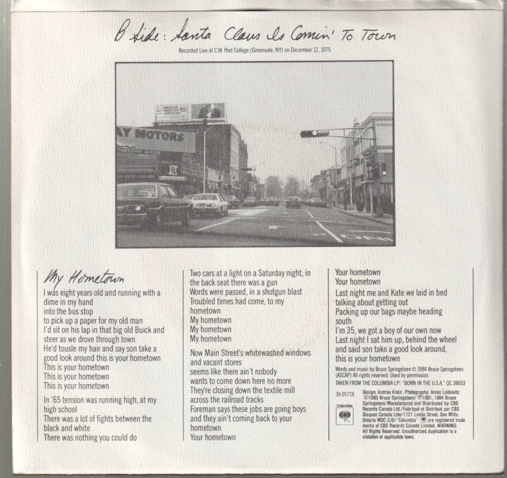 Bruce Springsteen - My Hometown - 7 Inch
