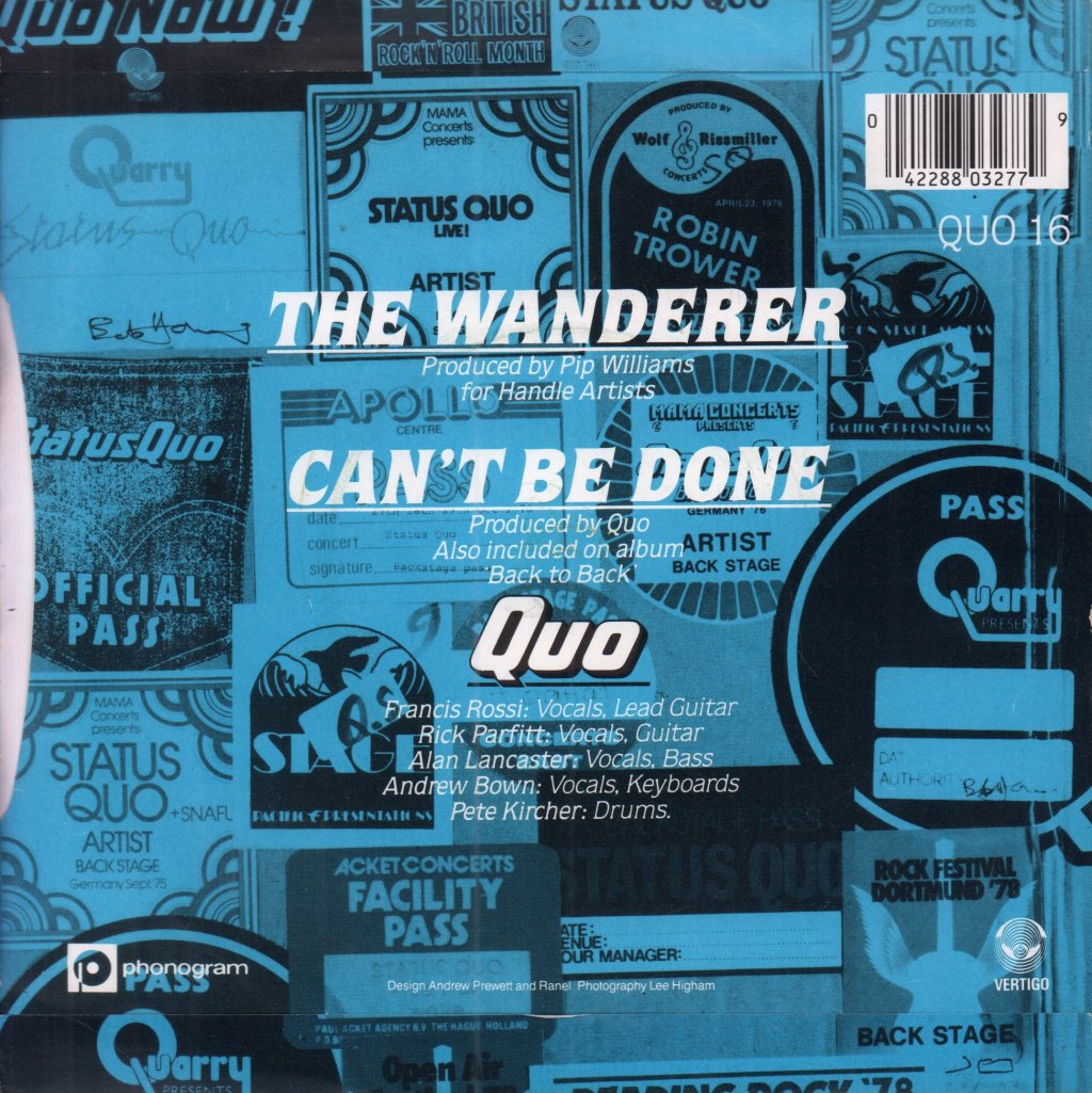 Status Quo - Wanderer - 7 Inch