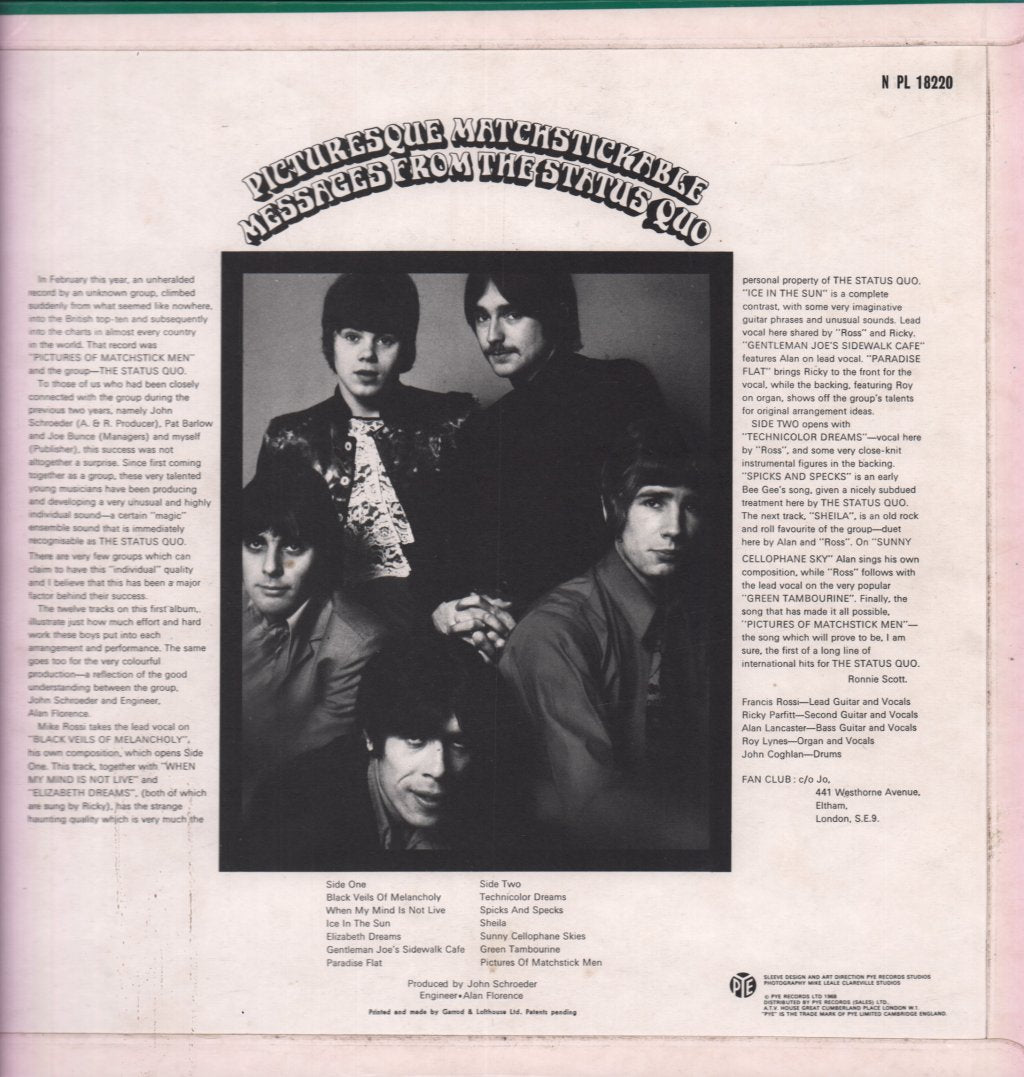 Status Quo - Picturesque Matchstickable Messages From - Lp