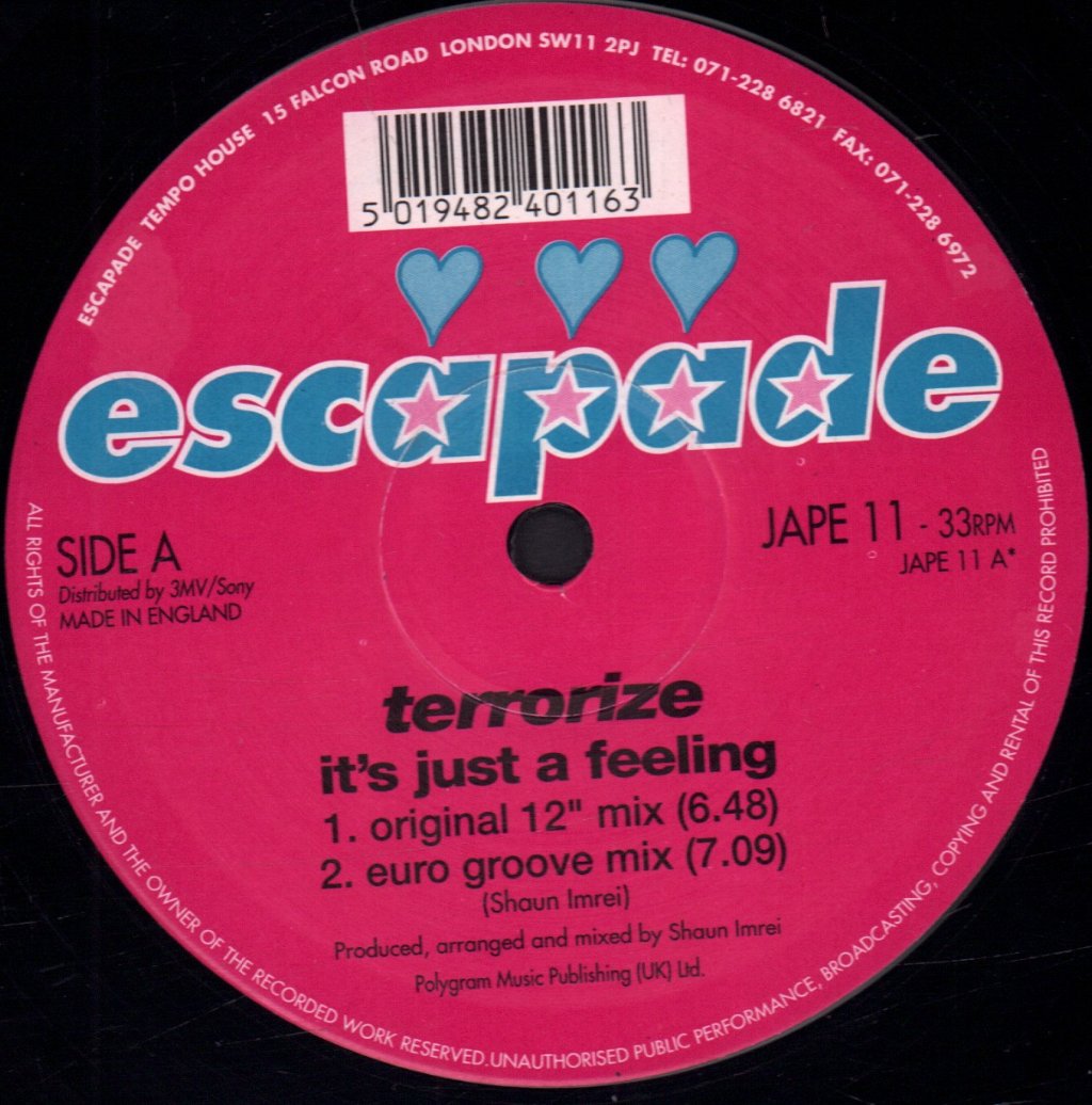 Terrorize - It's Just A Feeling - 12 Inch