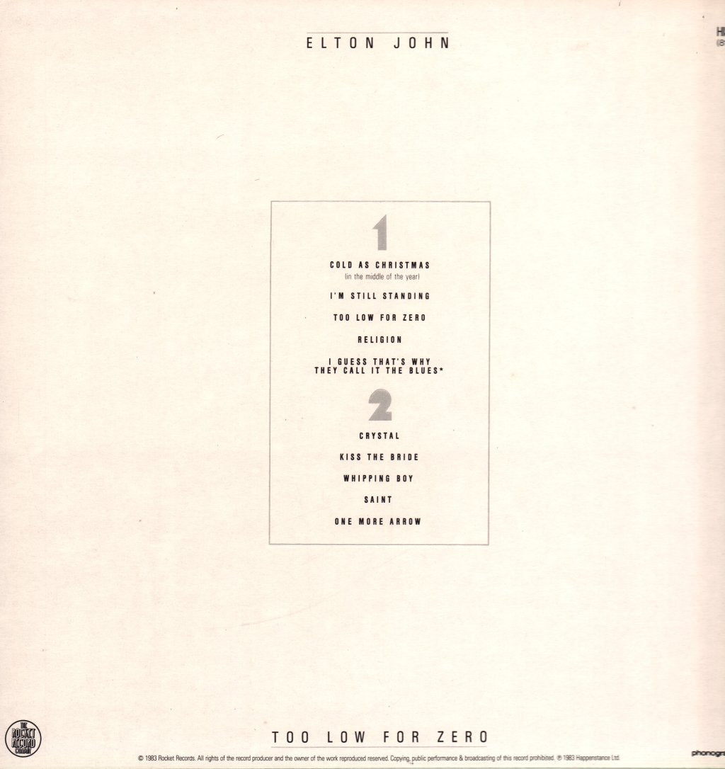 Elton John - Too Low For Zero - Lp