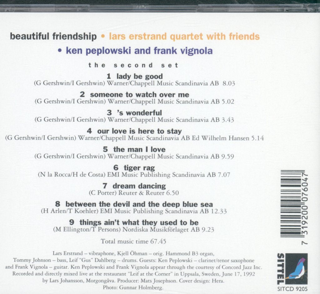 Lars Erstrand Quartet With Friends - Beautiful Friendship (The Second Set) - Cd