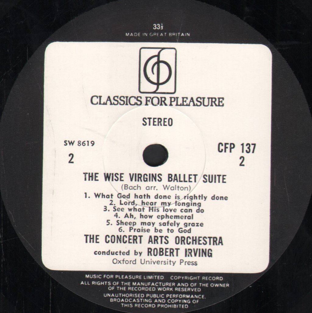 Robert Irving / Concert Arts Orchestra - Scarlatti / Tommasini - Good Humoured Ladies / Bach - The Wise Virgins - Lp