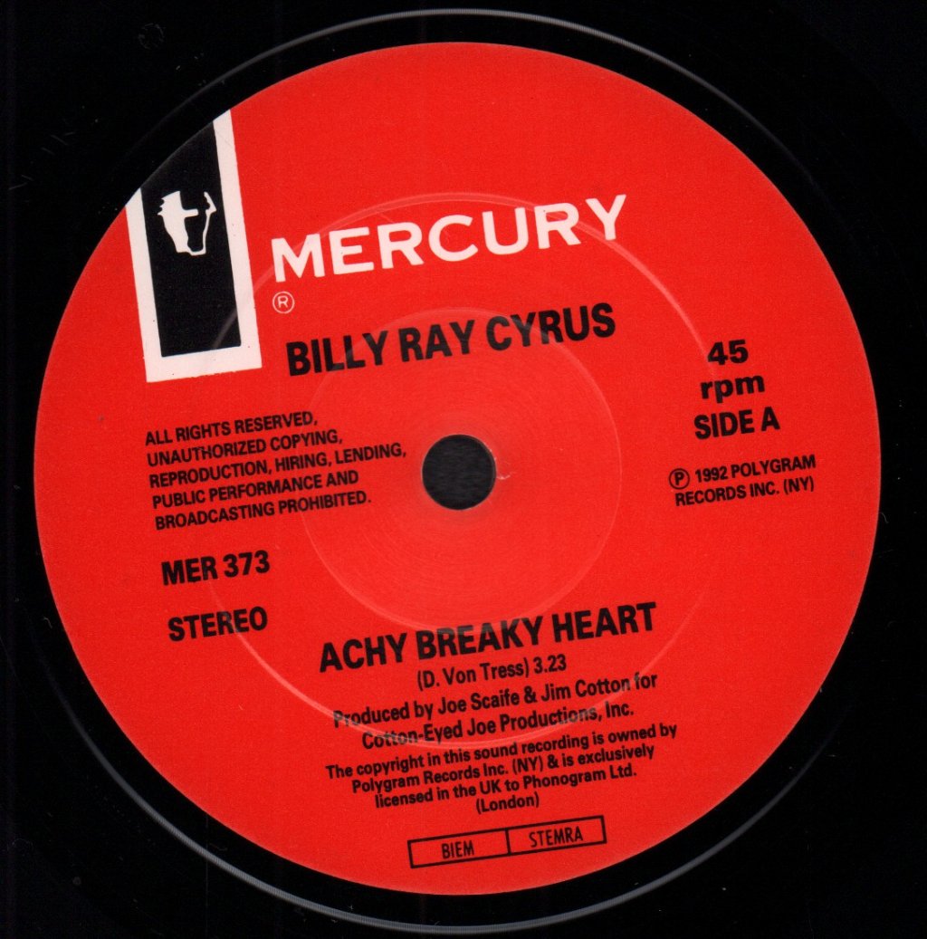 Billy Ray Cyrus - Achy Breaky Heart - 7 Inch