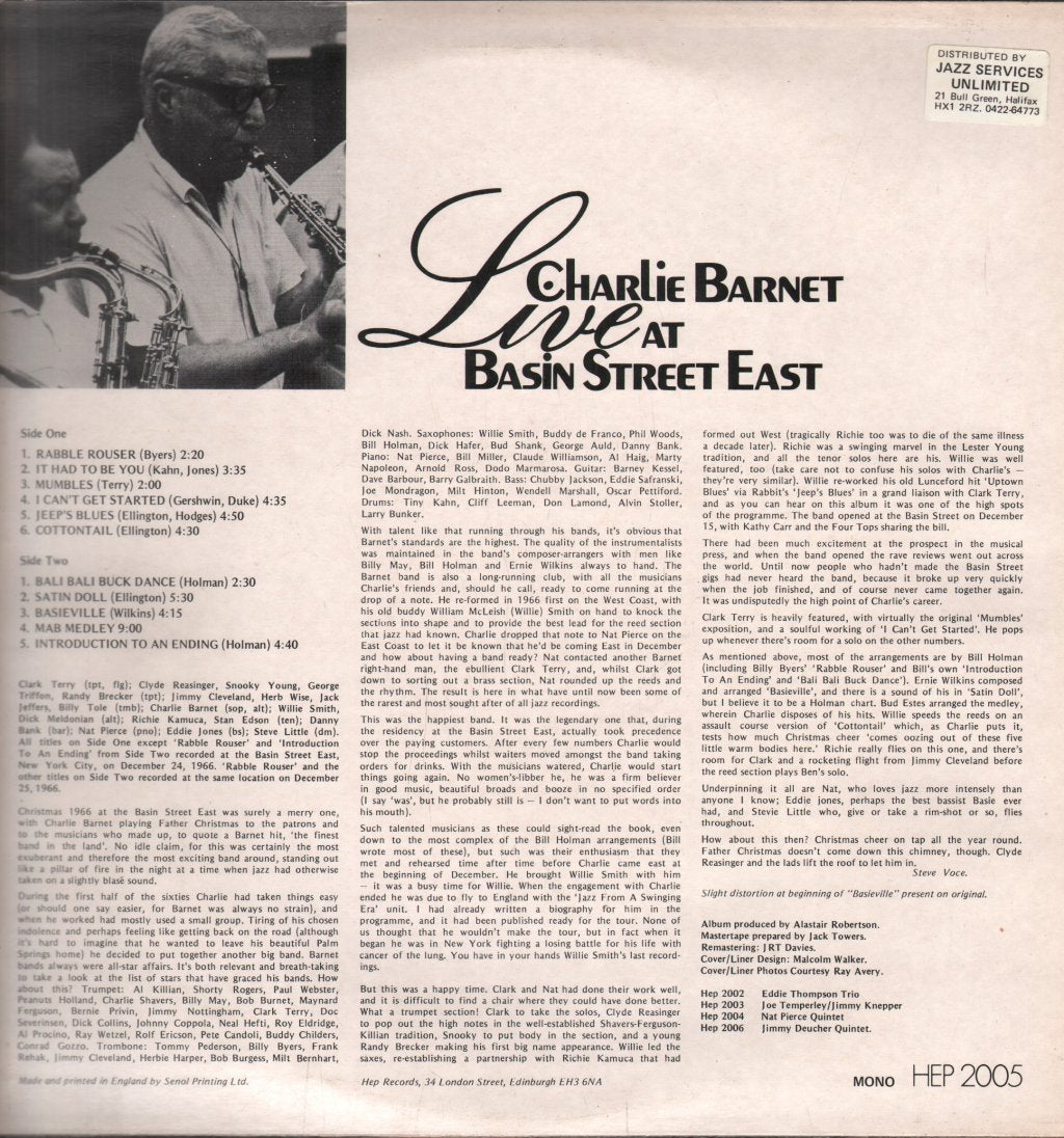 Charlie Barnet - Live At Basin St East - Lp