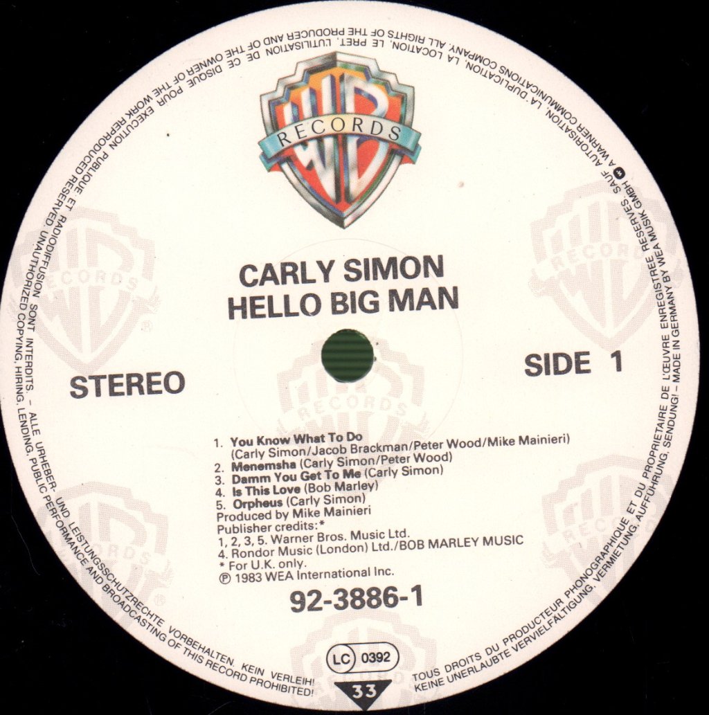 Carly Simon - Hello Big Man - Lp