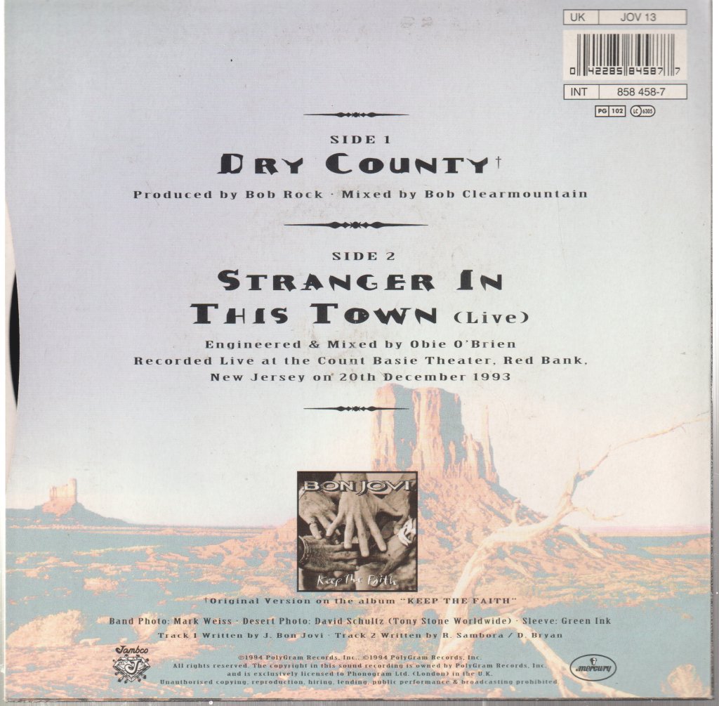 Bon Jovi - Dry County - 7 Inch
