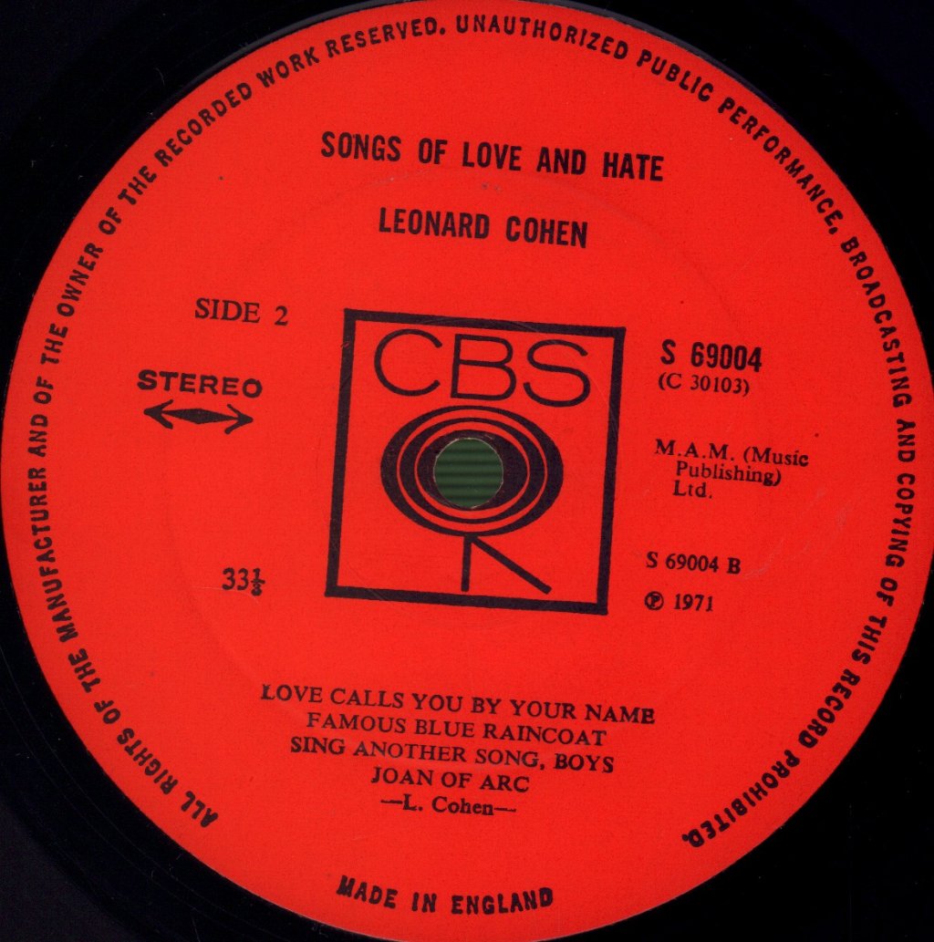 Leonard Cohen - Songs Of Love And Hate - Lp