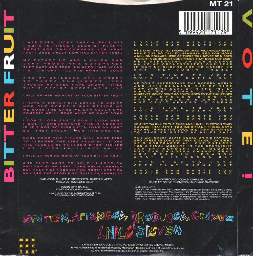 Little Steven - Bitter Fruit - 7 Inch