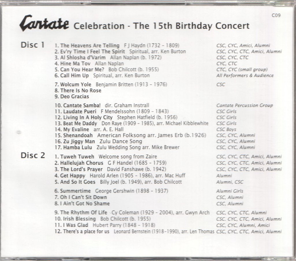 Cantate - Cantate Celebration - the 15th Birthday Concert - Double Cd