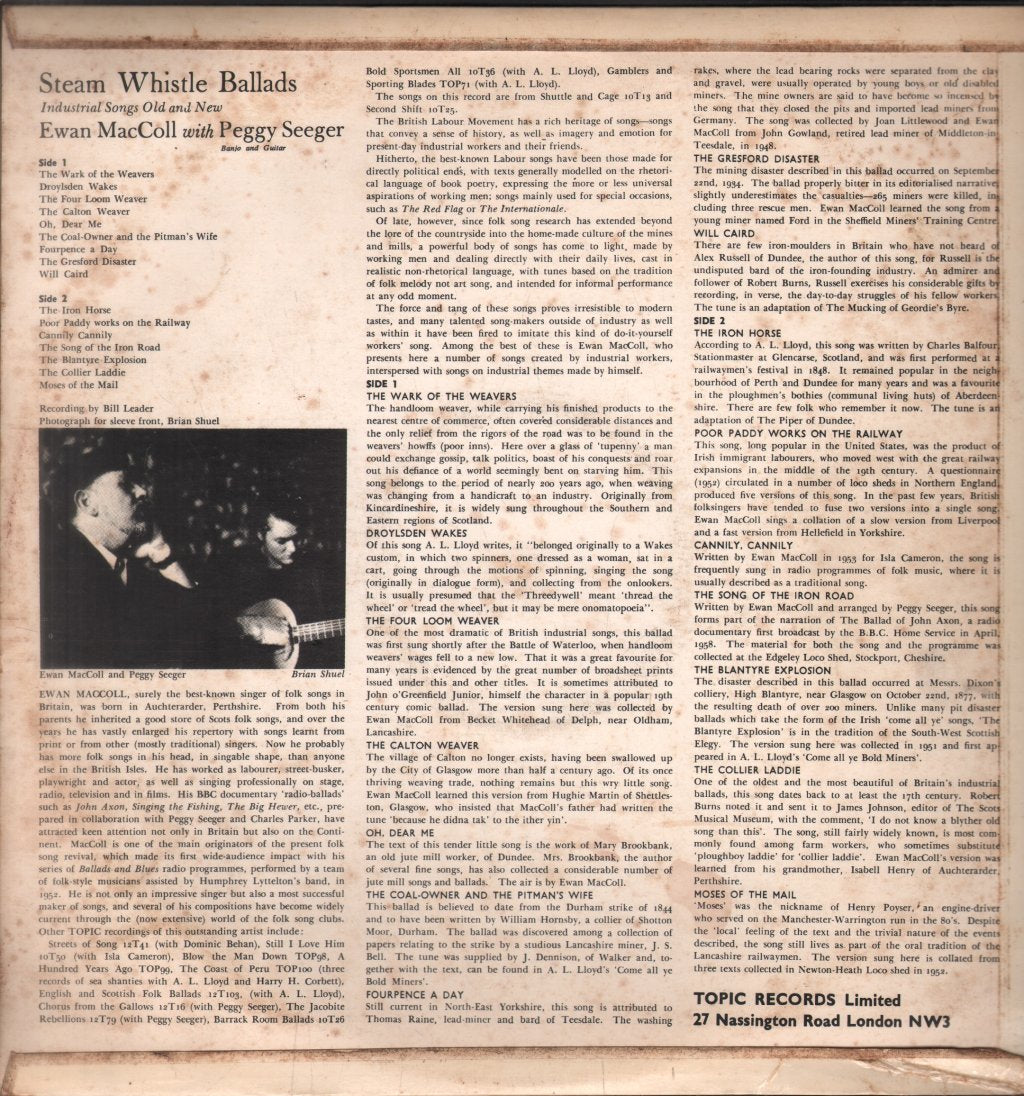Ewan Maccoll And Peggy Seeger - Steam Whistle Ballads - Lp
