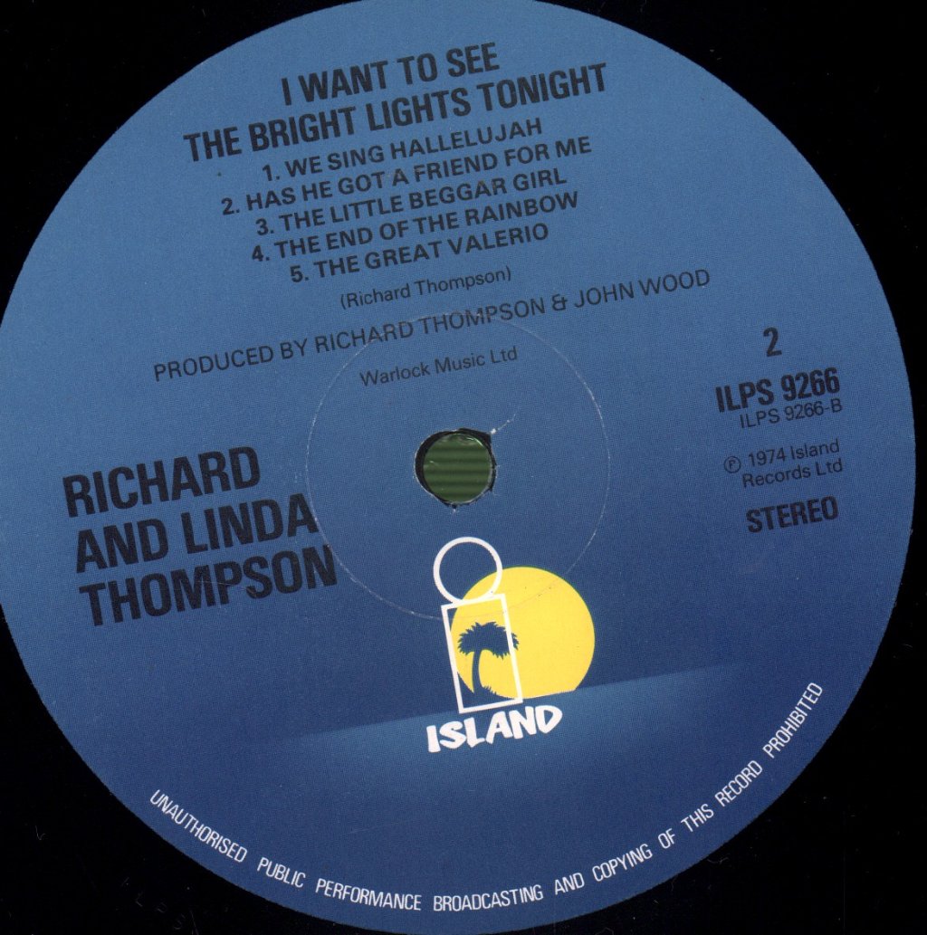 Richard & Linda Thompson - I Want To See The Bright Lights Tonight - Lp