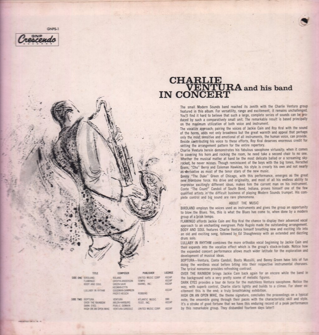 Charlie Ventura And His Orchestra - Charlie Ventura And His Band In Concert - Lp