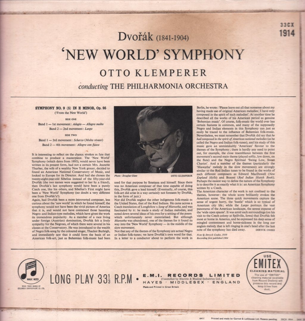Otto Klemperer And Philharmonia Orchestra - Dvorak New World Symphony - Lp