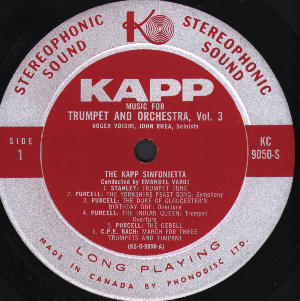 Roger Voisin / John Rhea / Kapp Sinfonietta / Emanuel Vardi - Music For Trumpet & Orchestra Vol. 3 - Lp