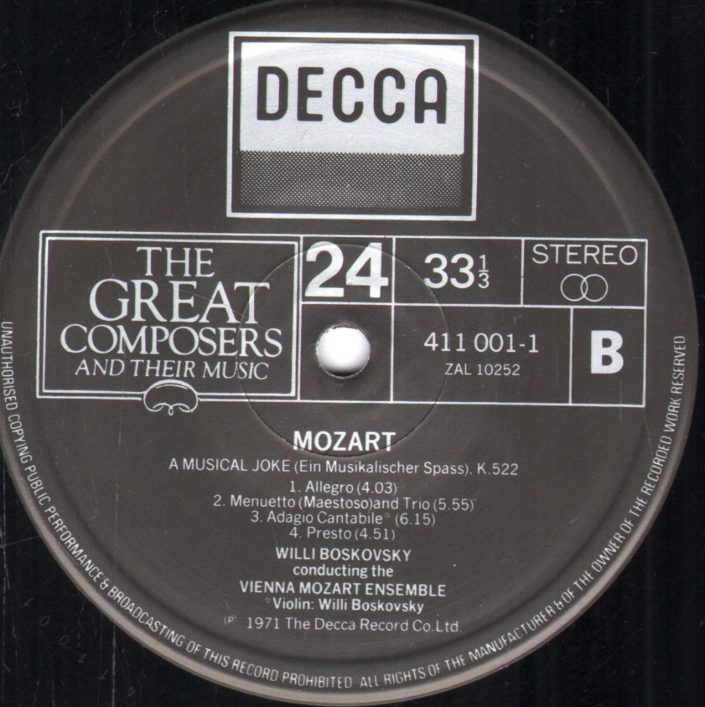 Willi Boskovsky / Vienna Mozart Ensemble - Mozart - Eine Kleine Nachtmusik, K.525 - Lp