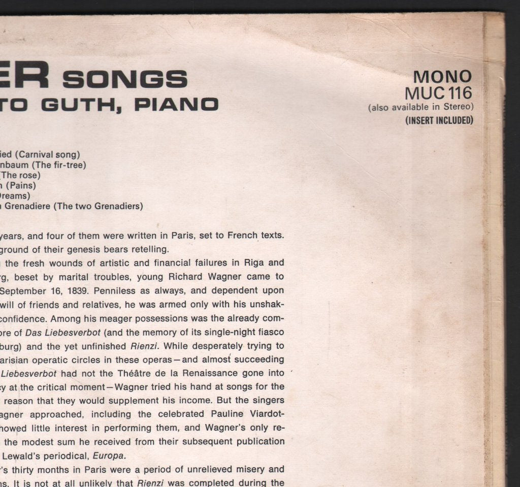 Sandor Konya / Otto Guth - Songs Verdi & Wagner - Lp