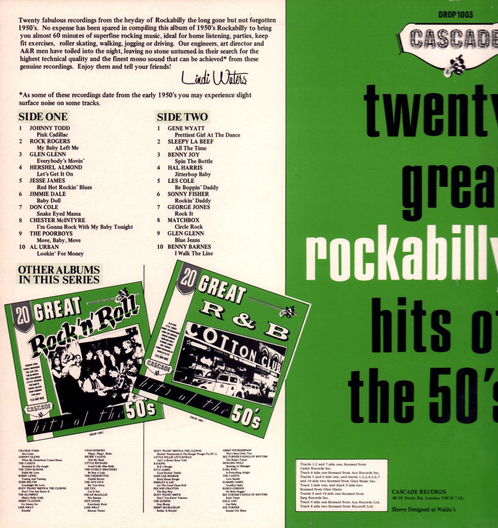 Various Artists - 20 Great Rockabilly Hits Of The 50's - Lp