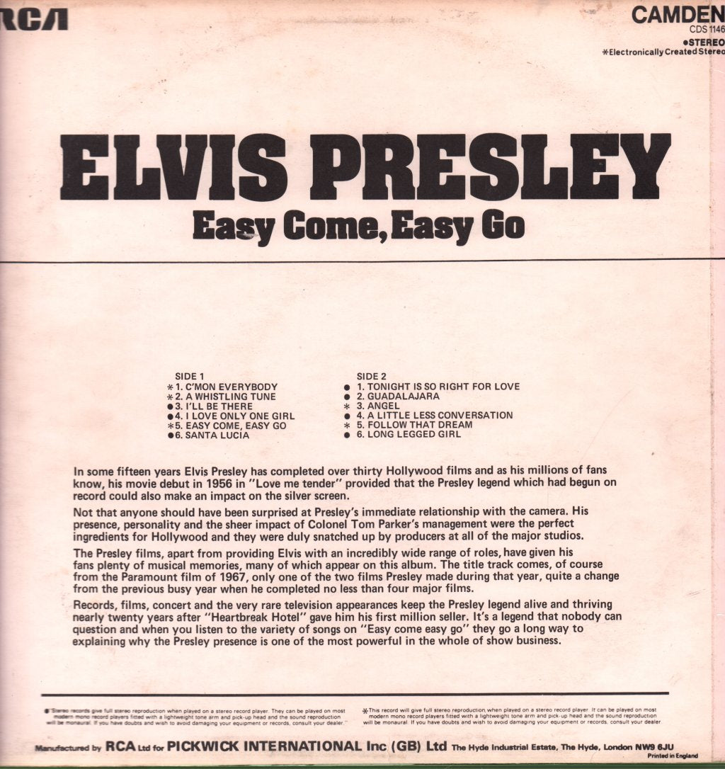 Elvis Presley - Easy Come Easy Go - Lp