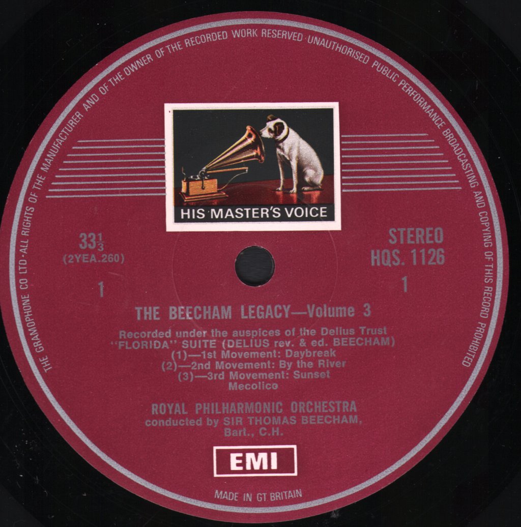 Sir Thomas Beecham / Royal Philharmonic Orchestra - Beecham Legacy Volume 3: Florida Suite / Dance Rhapsody No. 2 / Over The Hills And Far Away - Lp