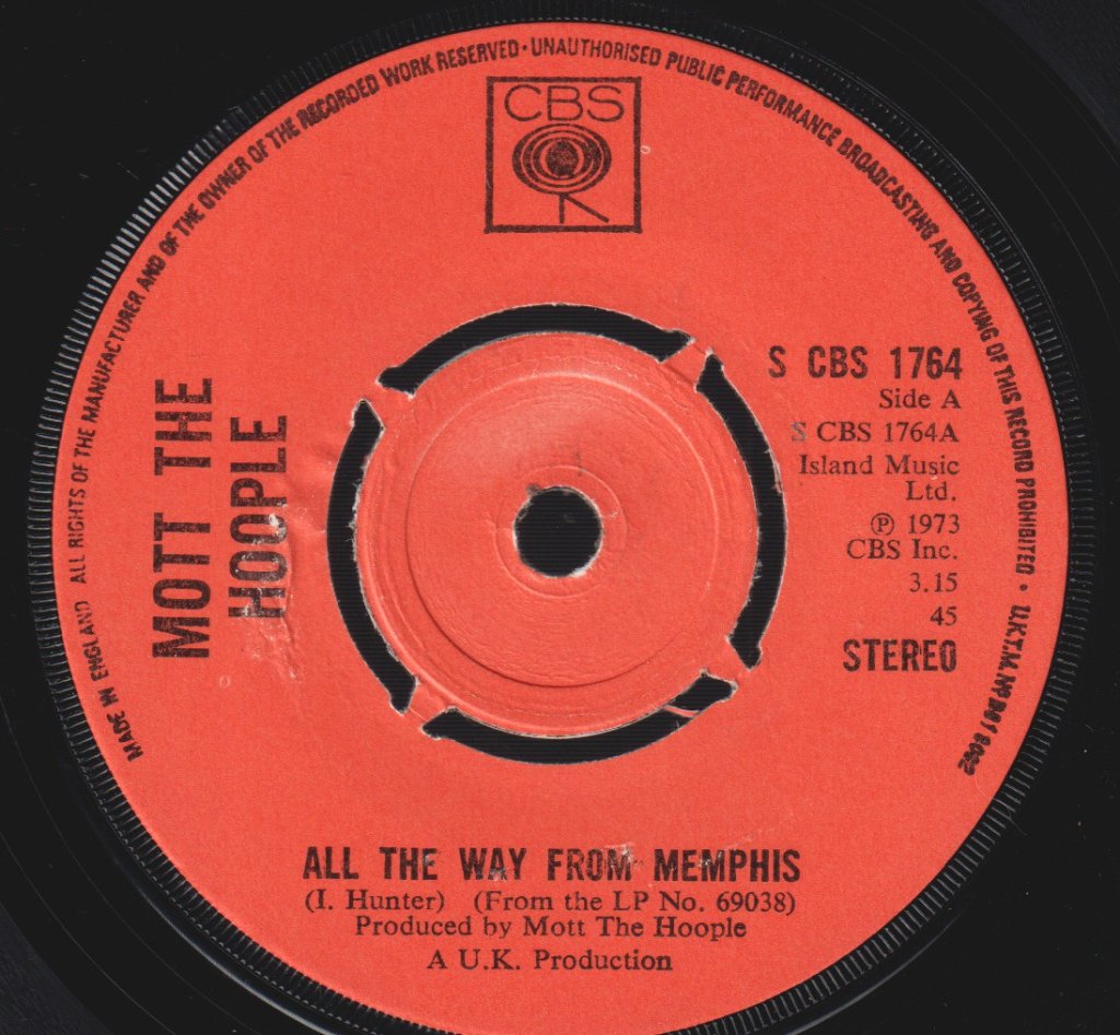 Mott The Hoople - All The Way From Memphis - 7 Inch